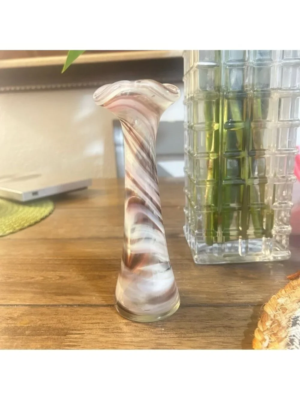 small Swirled Glass Vase ruffle top
